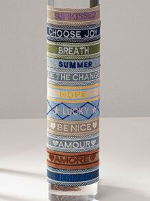 Letter Embroidery Bracelet - Beige - View 4