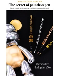 1入組電鍍筆,車觸碰塗料筆,鏡子金屬質感塗料筆,鉻合金記號筆 - 彩色 - 查看 4