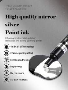 1入組電鍍筆,車觸碰塗料筆,鏡子金屬質感塗料筆,鉻合金記號筆 - 彩色 - 查看 2