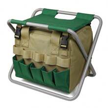 Taburete Plegable De Jardín Con Bolsa De Almacenamiento Para Herramientas De Jardinería, Asiento Multifuncional Al Aire Libre, Silla De Pesca - Caqui - Ver 1