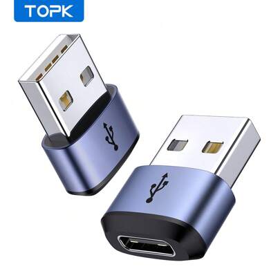 TOPK كابل شحن وبيانات من نوع C إلى USB أنثى إلى ذكر من TOPK AT13، محول منفذ USB-C للهاتف المحمول، شحن سريع