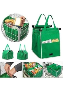 Foldable Tote Supermarket Durable Trolley Cart Pack - Green - View 1