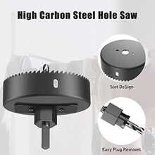 HYCHIKA Hole Saw Set With Case, 19 Pieces Hole Saw Bit With 3/4-5inch Saw Blades, 2 Mandrels,2 Drill Bits,1 Installation Plate,1 Hex Key, Hole Saw Kit For Soft Wood, Plywood, Drywall, PVC