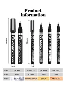 1入組電鍍筆,車觸碰塗料筆,鏡子金屬質感塗料筆,鉻合金記號筆 - 彩色 - 查看 3