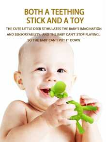 KUNT 1入組寶寶出牙玩具帶可愛鹿設計,製成矽膠 - 綠色 - 查看 2