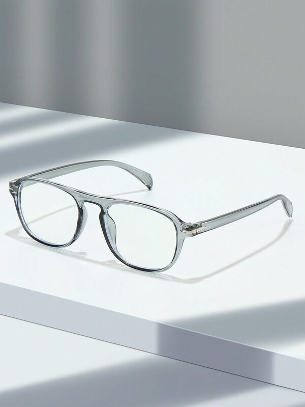 1pc Men's Gray Aviator Style Frame Glasses Suitable For Daily Use