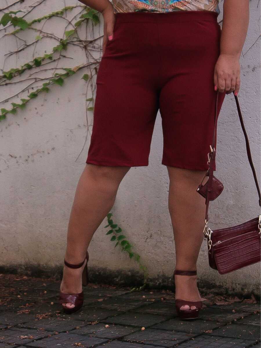 Plus Size Shorts - Burgundy - View 1