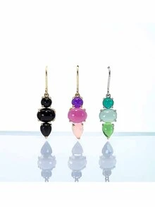 1pair Fashionable Elegant Colorful Resin Teardrop Earrings (Suitable For Women's Daily Wear) - Multicolor - View 2