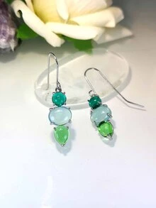 1pair Fashionable Elegant Colorful Resin Teardrop Earrings (Suitable For Women's Daily Wear) - Multicolor - View 7