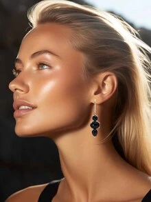 1pair Fashionable Elegant Colorful Resin Teardrop Earrings (Suitable For Women's Daily Wear) - Multicolor - View 9