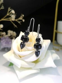 1pair Fashionable Elegant Colorful Resin Teardrop Earrings (Suitable For Women's Daily Wear) - Multicolor - View 8