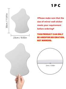 1 miếng dán tường trang trí gương hình dạng bất đối xứng, chất liệu Acrylic dày 2mm, thích hợp cho phòng ngủ, phòng khách, phòng tắm, nhà bếp. - Bạc - Xem 3