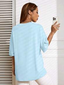 Plus Size T-shirts - 淺藍色 - 查看 3