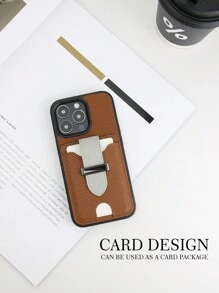 1pc Brown Anti-drop Phone Case With Card Slot Compatible With Apple Iphone 11/12/13/14/15 - Brown - View 4