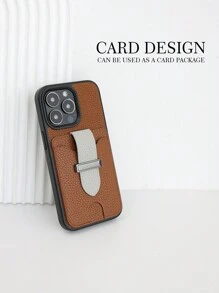 1pc Brown Anti-drop Phone Case With Card Slot Compatible With Apple Iphone 11/12/13/14/15 - Brown - View 5