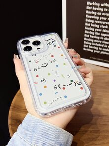 1pc Simple Rainbow Colored Ball Shaped Airbag Phone Case Suitable For Iphones - Clear - View 3