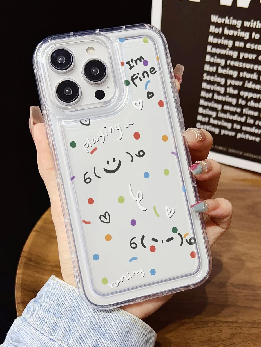 1pc Simple Rainbow Colored Ball Shaped Airbag Phone Case Suitable For Iphones - Clear - View 1