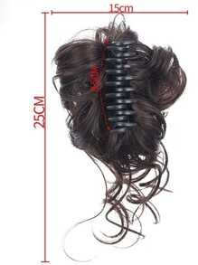 1pc Curly Hair Claw Clip For Updo, Volumizing Hairpiece Clip - Brown - View 3