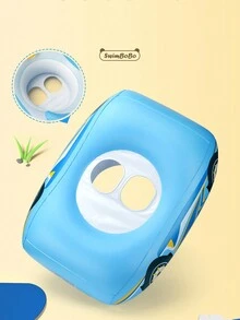 New Inflatable Car Seat Swimming Ring, Racing Style With Sun Shading Canopy And Horn, 1pc - Blue - View 7