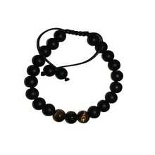 1入組自然8mm黃色的虎眼石頭串珠手環適合男人及女人,手工製作可調節蠟燈芯絨編織手環