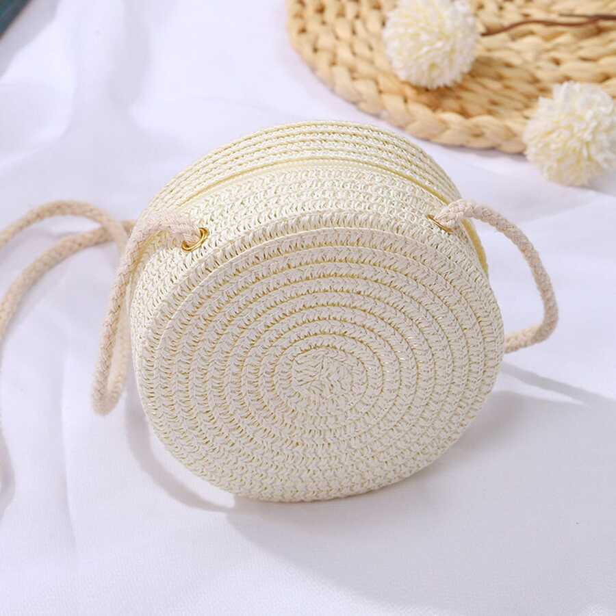 Children's Bag Straw Bag Little Girl Crossbody Mini Coin Purse - White - View 1