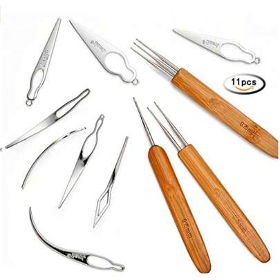 CECILLIA WIG Dreadlock Crochet Hook 0.5mm 0.75 Mm Needle Weaving Crochet, Include 1 Hook, 2 Hooks, 3 Hooks For Braid Craft Dreadlock Tool Locking Tool, 11 Types Easyloc Hair Crochet Needle For Dreadlocks, Interlocks & Sisters Maintenance, Tightening Accessories For Making Braid Hair ,Hair Styling Tools