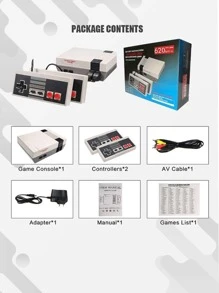 Retro Game Console, Built-In 620 Classic Video Game Console, Handheld Family TV Game Console For Kids And Adults With AV Output, - Multicolor - View 2