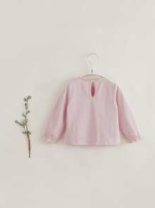 Young Girls' Cute Plant Printed Flounce Sleeve Long Sleeve Round Neck T-shirt For Autumn