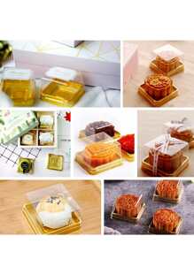 50pcs Disposable Round Cake Box For Wedding, Party, Baking And Packaging - Gold - View 5