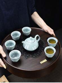 Large Capacity Water Storage Bamboo Tea Tray Round Tea Board Chinese Kung-Fu Tea Set Traditional vintage Bamboo Tea Tools