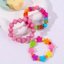 3 cái/bộ Đầy màu sắc Acrylic Kết cườm hoa Vòng tay Đối với Trẻ em - Nhiều màu - Xem 7