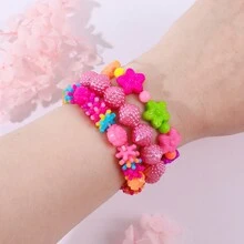 3 cái/bộ Đầy màu sắc Acrylic Kết cườm hoa Vòng tay Đối với Trẻ em - Nhiều màu - Xem 6