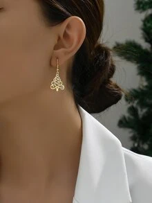 1對時尚經典的聖誕樹形狀金屬耳環,裝飾有鑽石,適合女性,完美適用於聖誕派對裝飾 - 彩色 - 查看 4