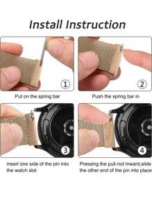 1入組玫瑰金不鏽鋼網狀錶帶，適用於 Samsung/Huawei/Garmin 智慧錶 - 玫瑰金 - 查看 5