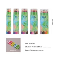1 Bucket Of Colored Pencils (12/18/24/26/48 Pcs) And 1 Random Colored Pencil Sharpener, For Sketching, Doodling, Drawing Tools Back To School,Back To School,School Supplies