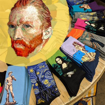 4pairs/Pack Men's Socks Starry Sky, Cartoon, Paintings, Creative Design Mid-Calf Socks, Fall