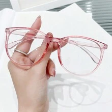 1pc Women's Luxurious Fashionable Pink Oversized Clear Lens Glasses Clear Glasses Accessories - Pink - View 3