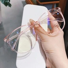 1pc Women's Luxurious Fashionable Pink Oversized Clear Lens Glasses Clear Glasses Accessories - Pink - View 4