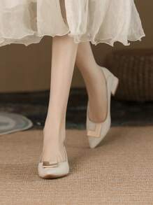 Tacones 3cm con tacón de punta - Beis - Ver 3