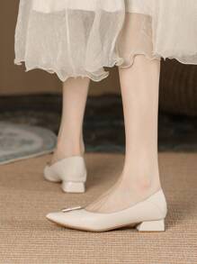 Tacones 3cm con tacón de punta - Beis - Ver 2
