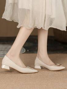 Tacones 3cm con tacón de punta - Beis - Ver 1