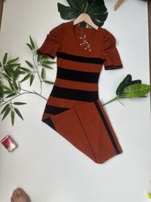 Women Sweater Dresses - 棕色 - 查看 3