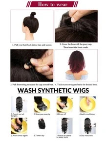 12 Inch Short Afro Kinky Curly Synthetic Ponytail Hair Extension In Black/red Mix Color For Women - Multicolor - View 7