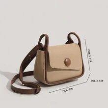 Túi đeo vai vuông nhỏ màu thời trang dành cho nữ - Màu Khaki - Xem 4