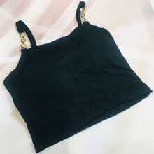 Las chicas calientes de la cadena, los chalecos de tirantes pequeños, las mujeres llevan un sexy Fondo americano y un sujetador sin mangas. - Negro - Ver 7