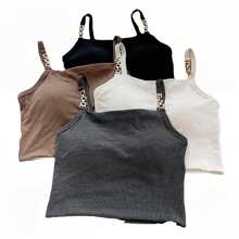 Las chicas calientes de la cadena, los chalecos de tirantes pequeños, las mujeres llevan un sexy Fondo americano y un sujetador sin mangas. - Negro - Ver 3