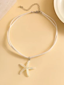 1 Colar De Várias Camadas Com Pingente De Resina De Estrela Do Mar E Concha Arco-íris Boêmio, Adequado Para Uso Diário Em Mulheres E Meninas