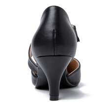 Women's Closed Pointed Toe Heels Strap D'Orsay Kitten Heel Slip On Dressy Pumps - đen mờ - Xem 5