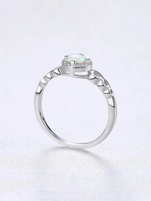 FOREVER QUEEN S925 纯银凯尔特结心形火欧泊结婚订婚戒指，精致女士及女孩珠宝