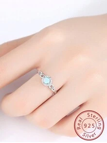 FOREVER QUEEN S925 纯银凯尔特结心形火欧泊结婚订婚戒指，精致女士及女孩珠宝